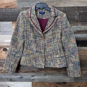 VTG Women's 10 Multicolor Blazer Tweed Jacket‎ Retro 90s Fundamental Things Y2K